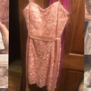 Adriana papell strapless lace sheath